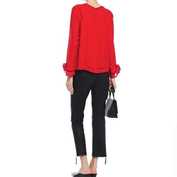 Ganni Pleated Georgette Polka Dot Plissé Blouse 38 - Picture 5 of 13